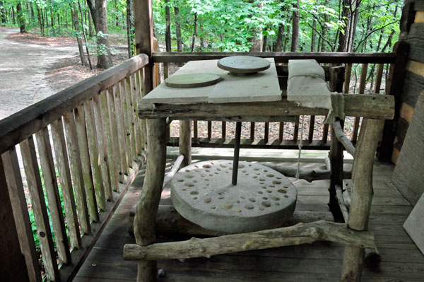 spinning wheel table on the porch
