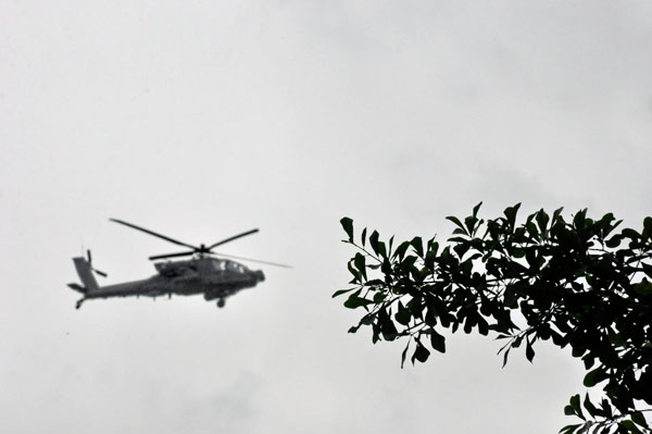 a helicopter flew overhead