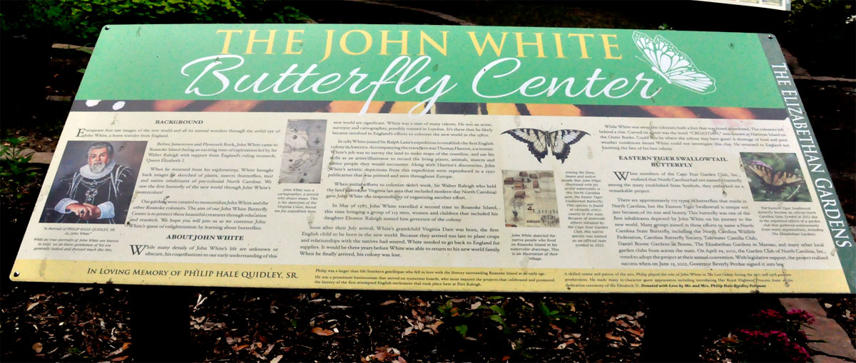 The John White Butterfly Center sign