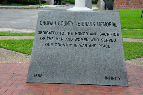 Chowan County Veterans Memorial plaque