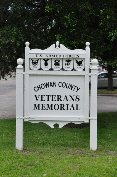 Chowan County Veterans Memorial sign