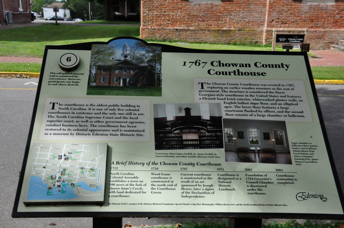 1767 Chowan County Courthouse sign