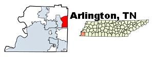 map of TN showing location of Arlington