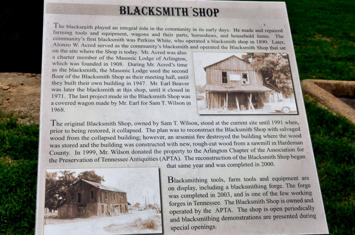 sign about the Blacksmith Shop