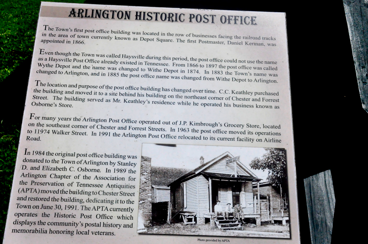 sign about Arlington's historic Post Office