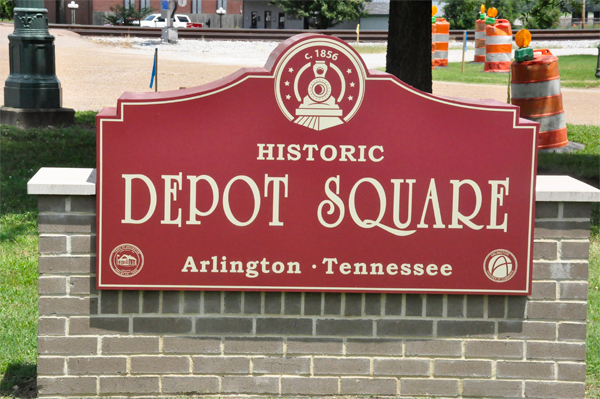 Historic Arlington Depot Square sign