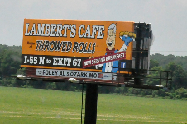 Lambert's Cafe Throwed Rolls sign