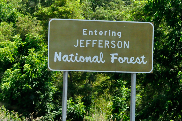 entering Jefferson National Forest sign
