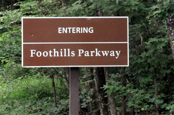 Entering Foothills Parkway sign