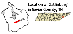TN map showing location of Gatlinburg and Sevier County
