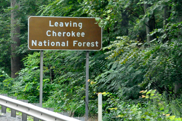 Leaving Cherokee National Forest Sign