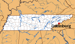 TN map showing location of Gatlinburg