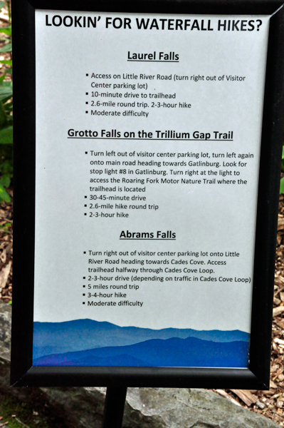 waterfall hike sign