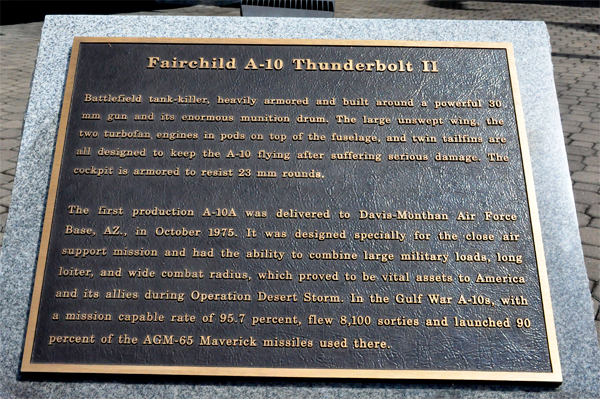 plaque for Fairchild A-19 Thunderbolt II