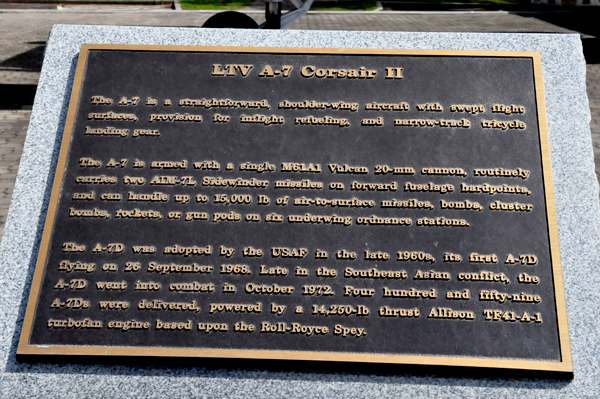 plaque about the LTV  A-7 Corsair II