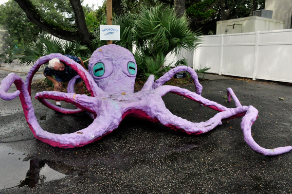 Lee Duquette and a purple octopus