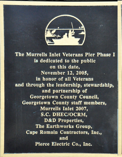Murrell Inlet Veterans Pier sign