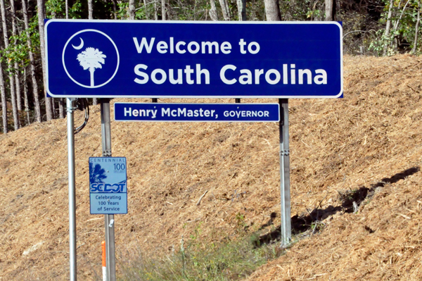 Welcome to South Carolina sign