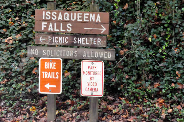 Isaqueena Falls sign