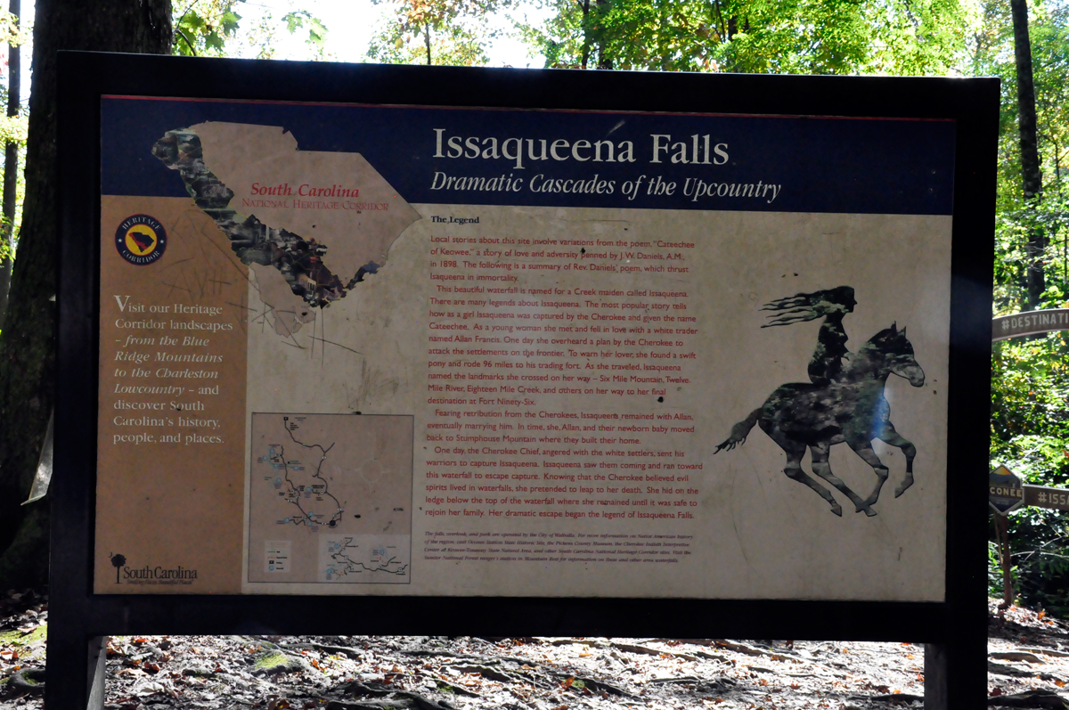 Issaqueena Falls sign