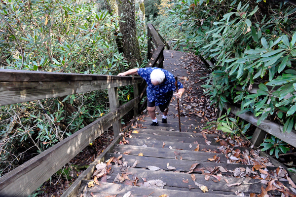 Lee Duquette on the Ada-Hi Falls steps