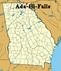Georgia map showing location of Ada-Hi Falls