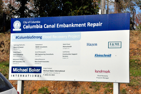Columbia Canal Embankment Repair sign