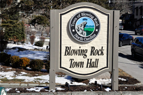Blowing Rock Town Hall sign