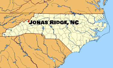 NC map showing location of Jonas Ridge