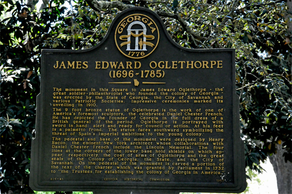 sign about General James Edward Oglethorpe