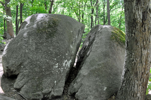 a split boulder