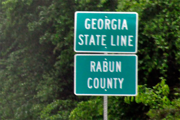 Georgia State line - Rabun County sign