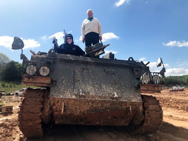 The two RV Gypsies on the military tank
