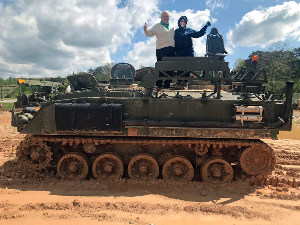 The two RV Gypsies on the military tank