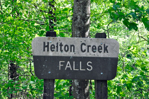 Helton Creek Falls sign