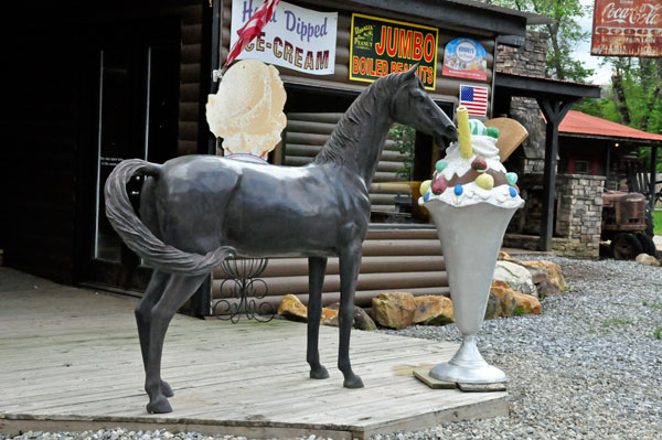 horse eating an ice cream cone