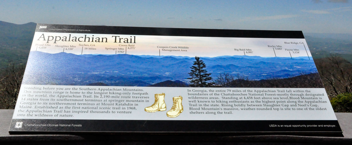 Appalachian Trail and mountains sign