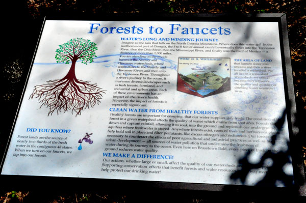 Forests to Faucets sign about water