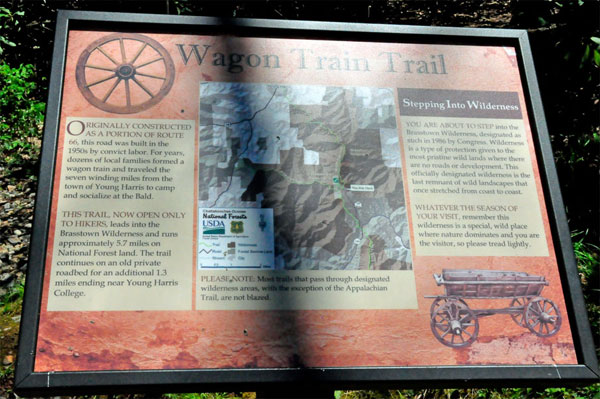 sign about The Wagon Train Trail