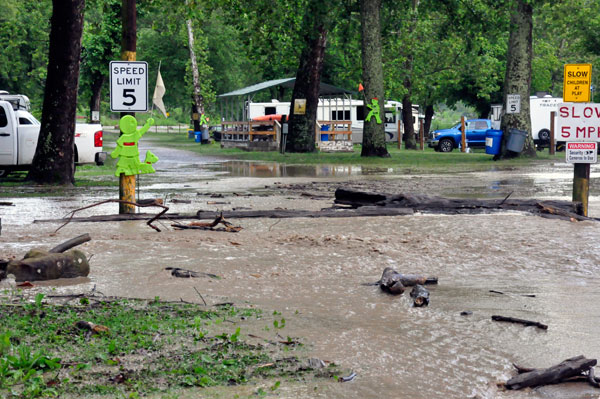 a flash flood in the campground