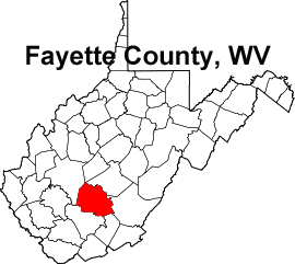 WV map showing location of Fayette County 