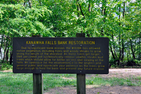 Kanawha Falls Bank Restoration sign