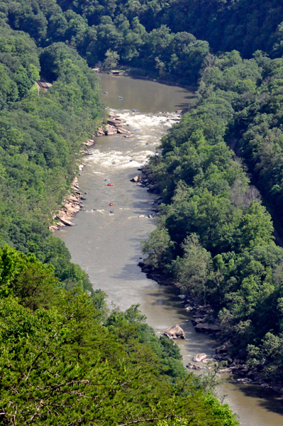 The New River and kayakers