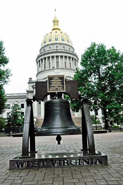 The WV Capitol Building, plaque and Bell