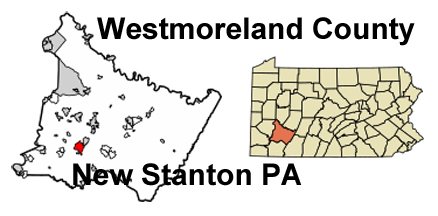 Map of PA showing location of New Stanton