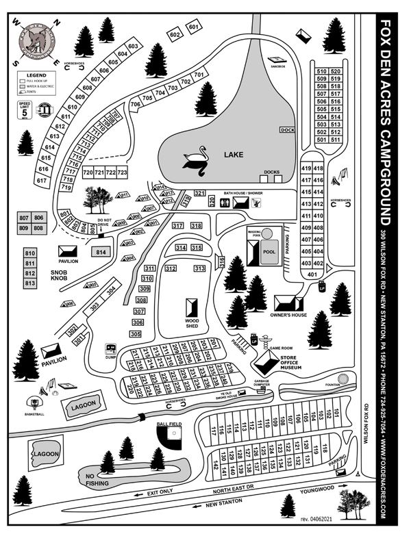 Fox Den Acres Campground map