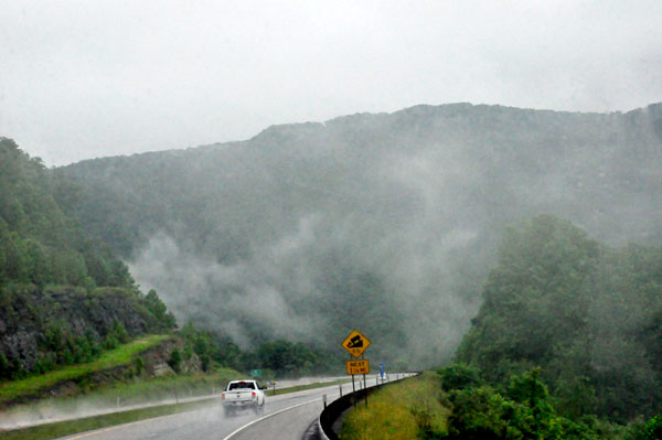 low clouds on the travel road
