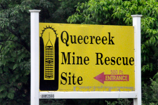Quecreek Mine Rescue Site sign