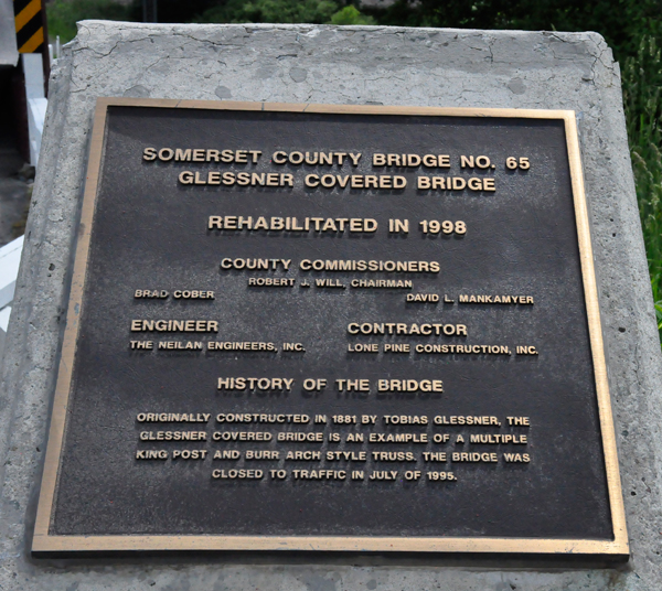 Glessner Covered Bridge sign