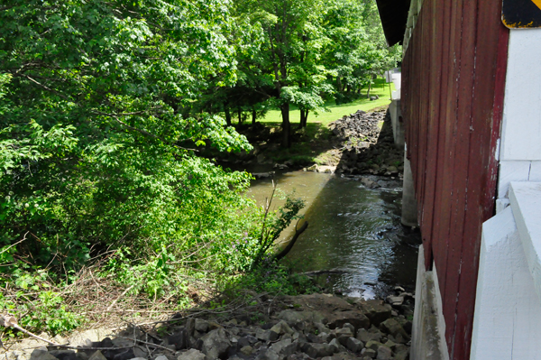 View from the side of the Glessner Covered Bridge
